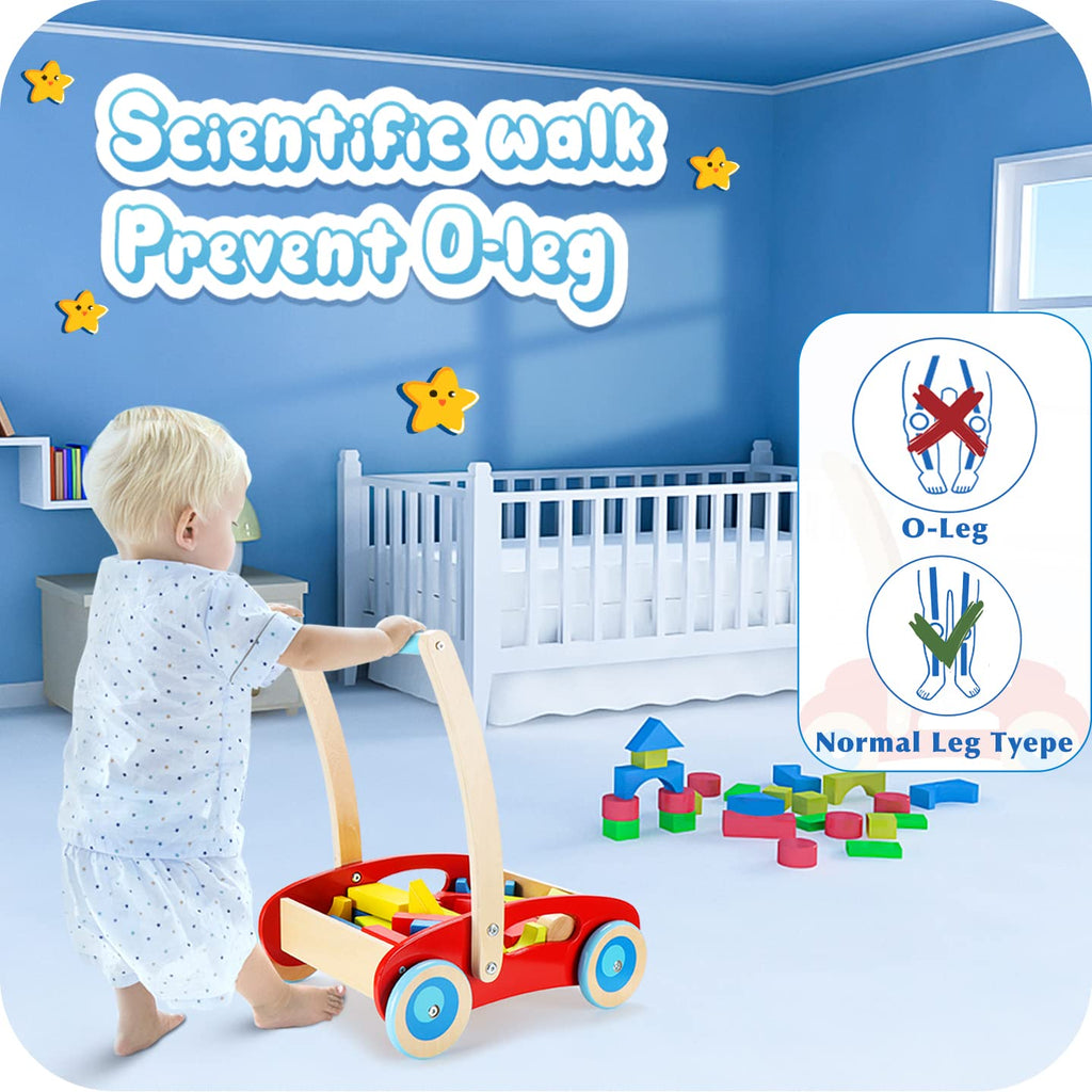 Wooden Baby Walker with Building Blocks 35 PCs Pack of 2 P85902