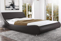 King Size Dark Brown Faux Leather Platform Bed Frame with Adjustable Headboard G3952