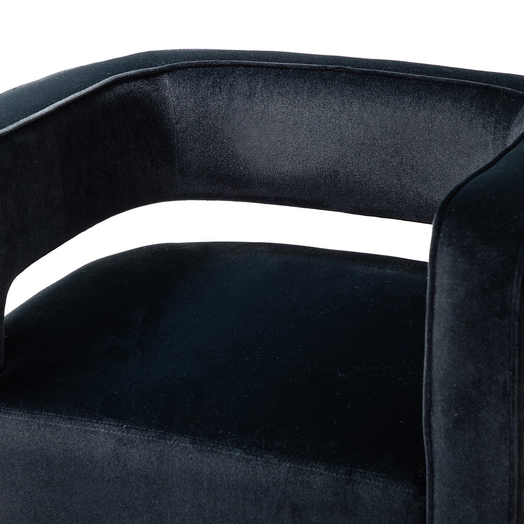 Black Velvet Swivel Barrel Chair Set of 2 S51301