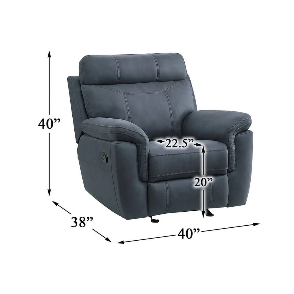 Blue Microfiber Reclining Chair X6523