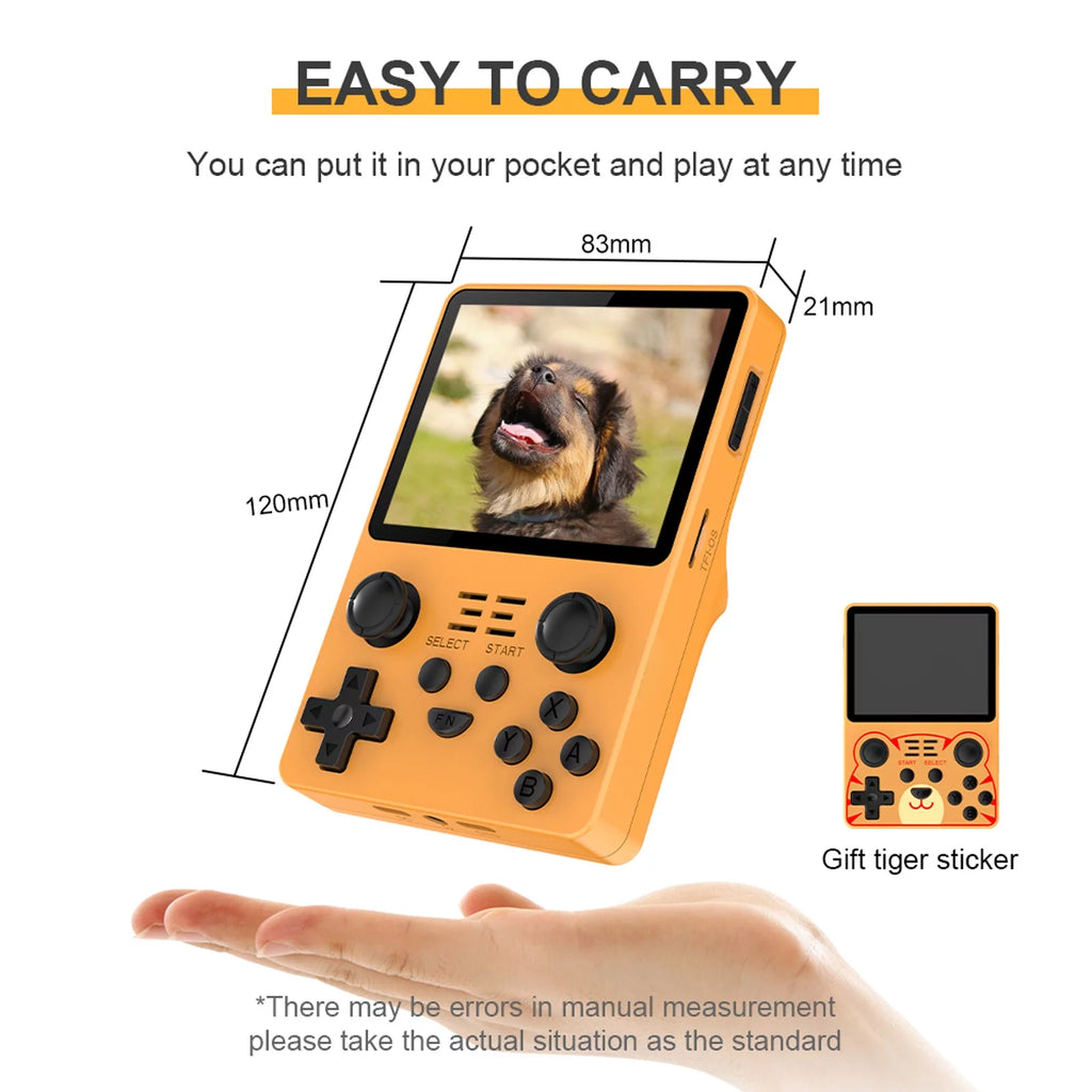 Handheld Game Console Retro Game Player Open Source System Built-in 15000+ Games 3.5-inch IPS Screen 3.5mm Headphone Jack 3500mAh Rechargeable Battery J198