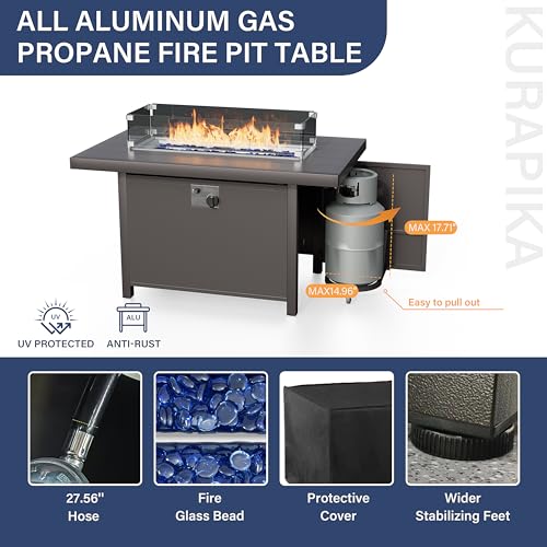 8 Pieces Metal Patio Furniture Set with Fire Pit Table V861633