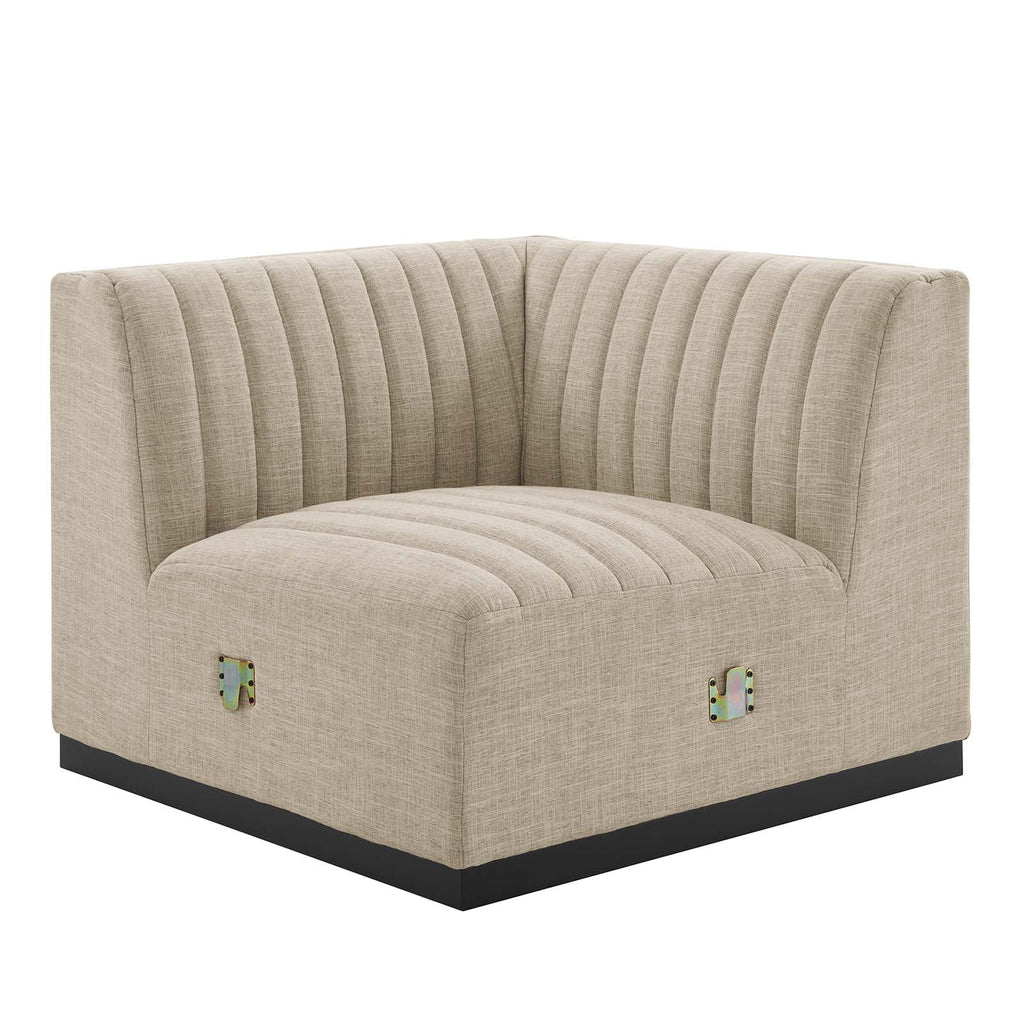 Beige Tufted Fabric Corner Chair Z6780