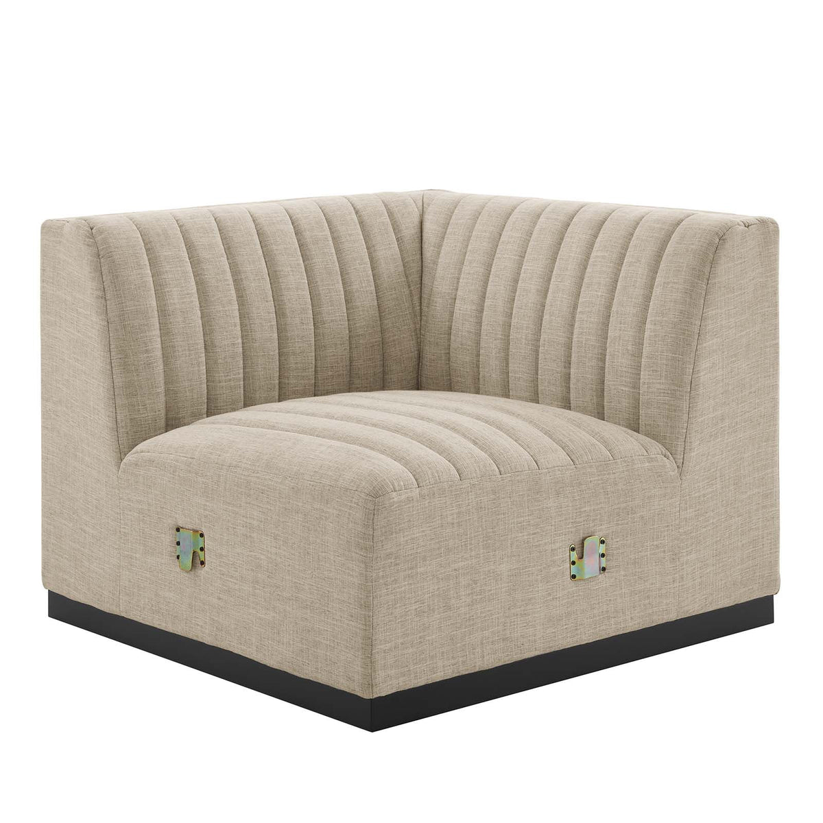 Beige Tufted Fabric Corner Chair Z6780