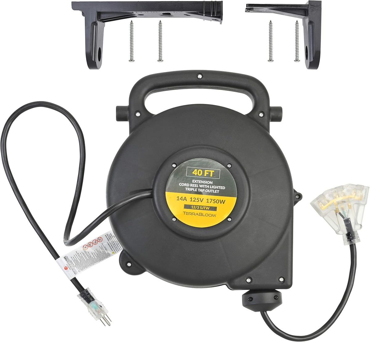 40 Ft 12/3 Retractable Extension Cord Reel with 3 Outlets G99800