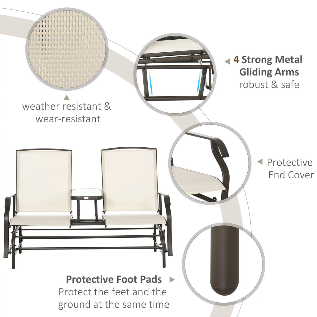 Gray Outdoor Glider Bench with Center Table H8095