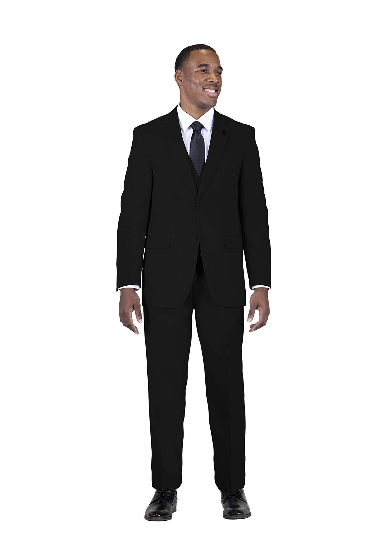 Jet Black Vested Suit H852