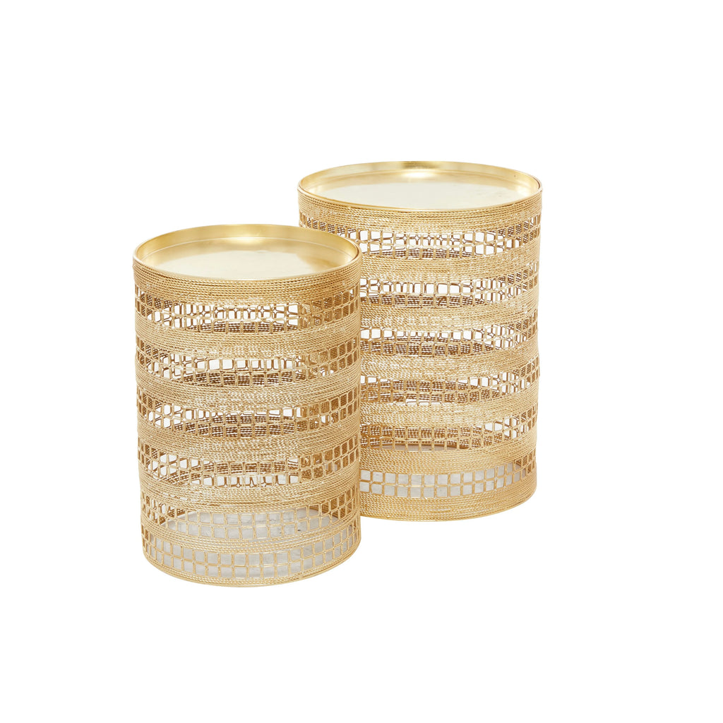 Gold Metal Round Accent Table Set of 2 S1856