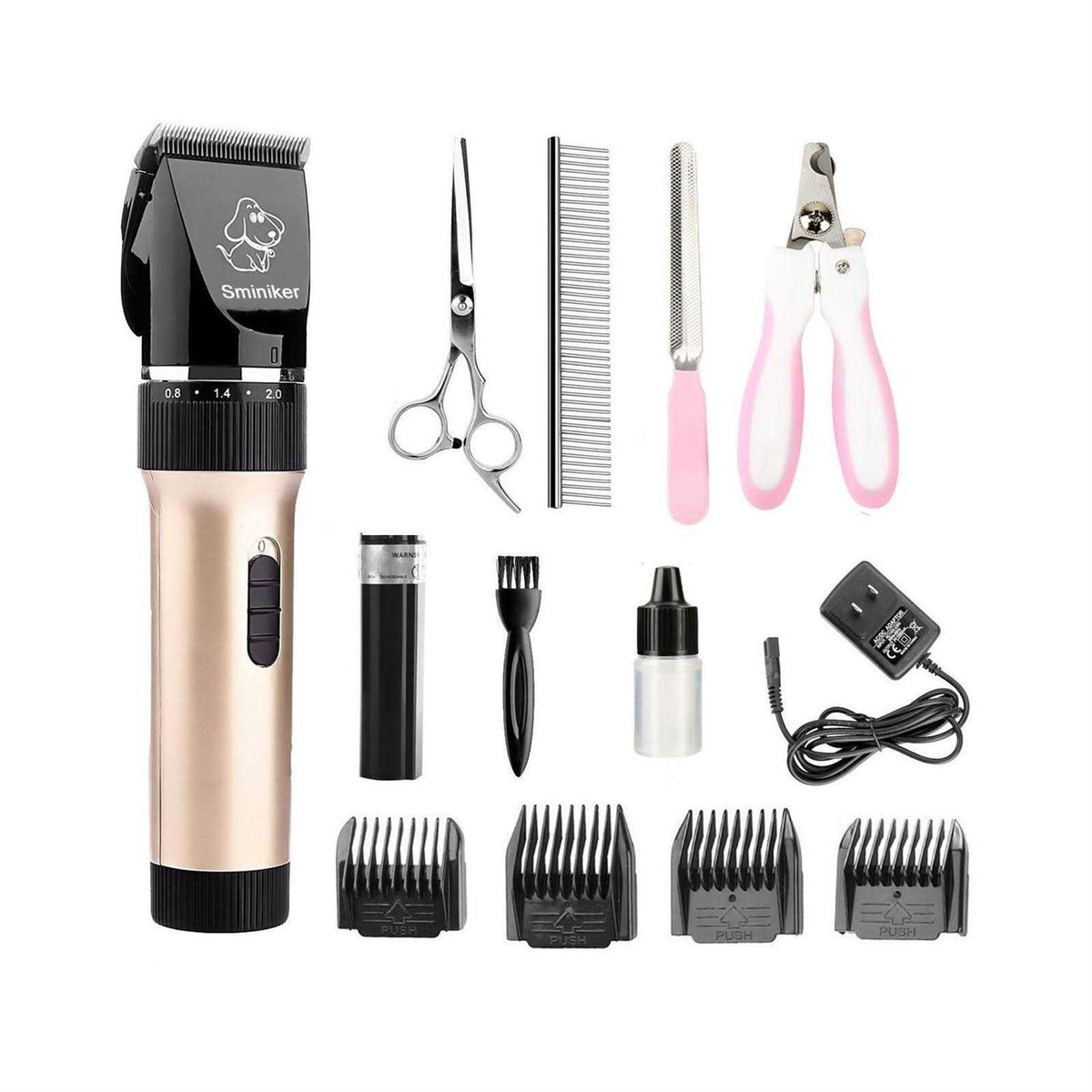 Low Noise Rechargeable Cordless Pet Clippers Grooming Kit with Storage Bag H683194