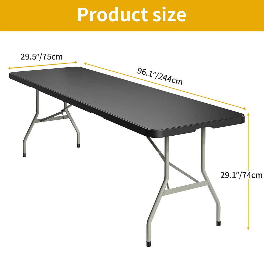 8FT Heavy Duty Folding Table with Carrying Handle, Black T62788