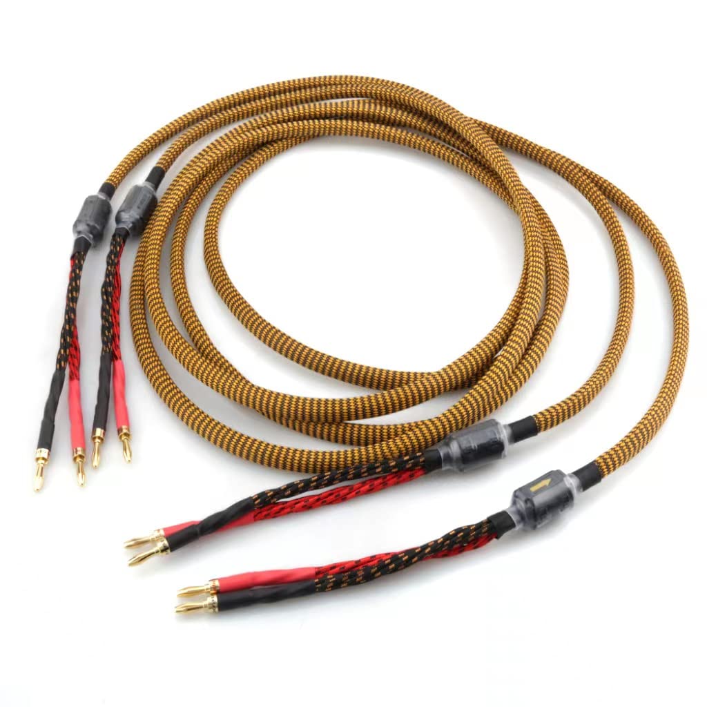 OFC Speaker Cable with 8 Banana Plugs, 9.89ft Nylon Braid Pack of 2 S1229