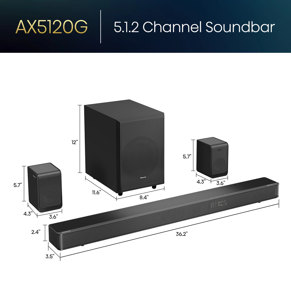 5.1.2 Ch 420W Soundbar with Wireless Subwoofer and Dolby Atmos K15143
