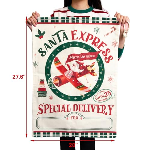 4-Pack Large Christmas Canvas Gift Bags with Drawstring L2656