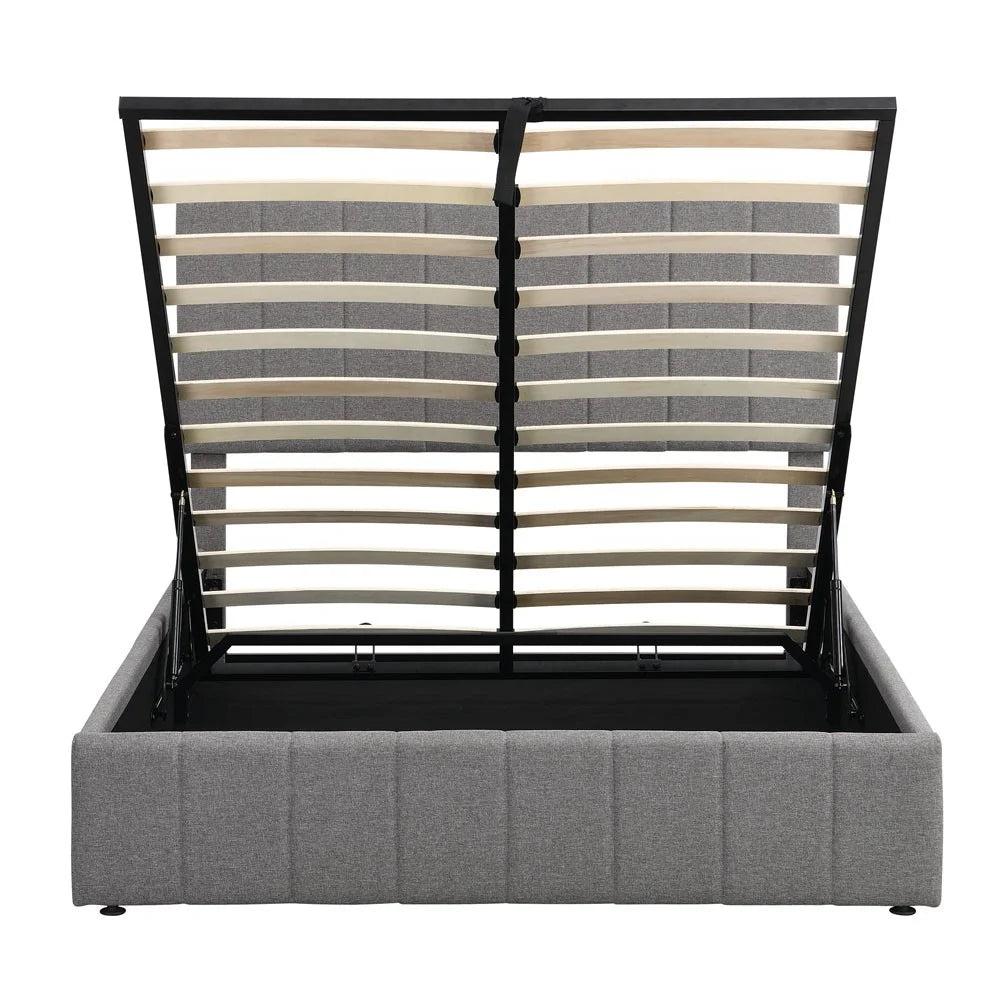 Gray Linen Blend Upholstered Bed M976745