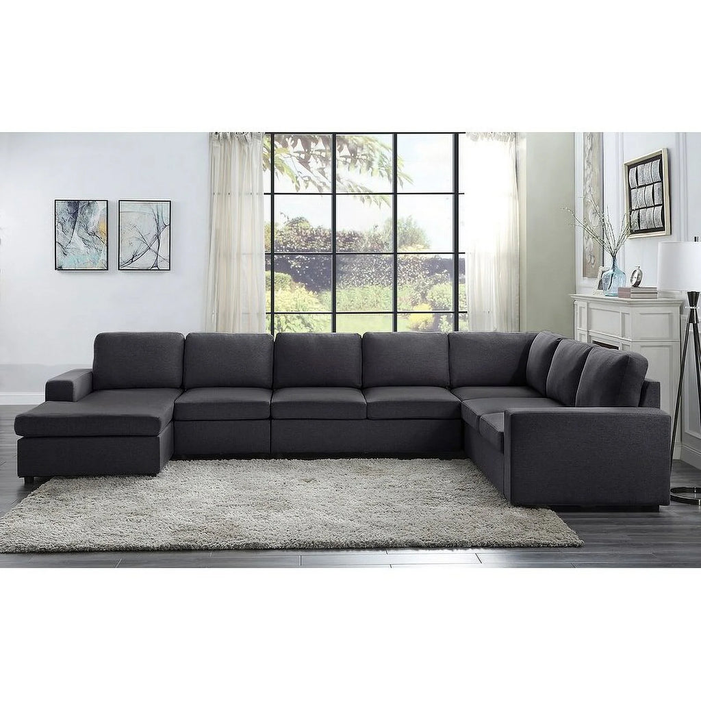 Light Gray Modular Sectional Sofa with Reversible Chaise D603