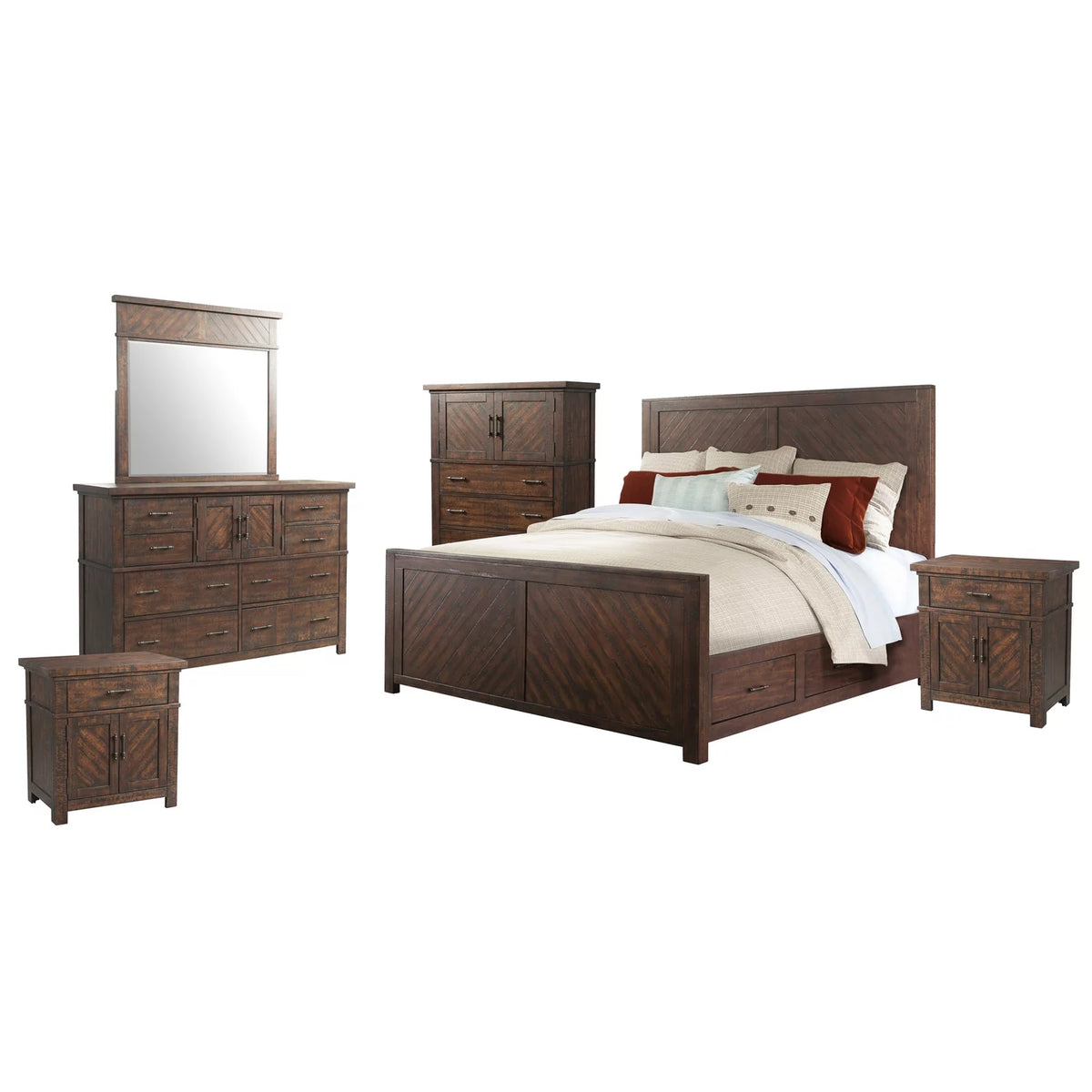 6 Piece King Platform Storage Bedroom Set Q217