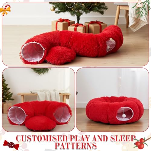 Soft Plush Cat Tunnel Bed with Central Mat F62597