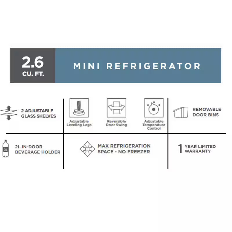 Black 2.6 Cu. Ft. Mini Refrigerator H376418