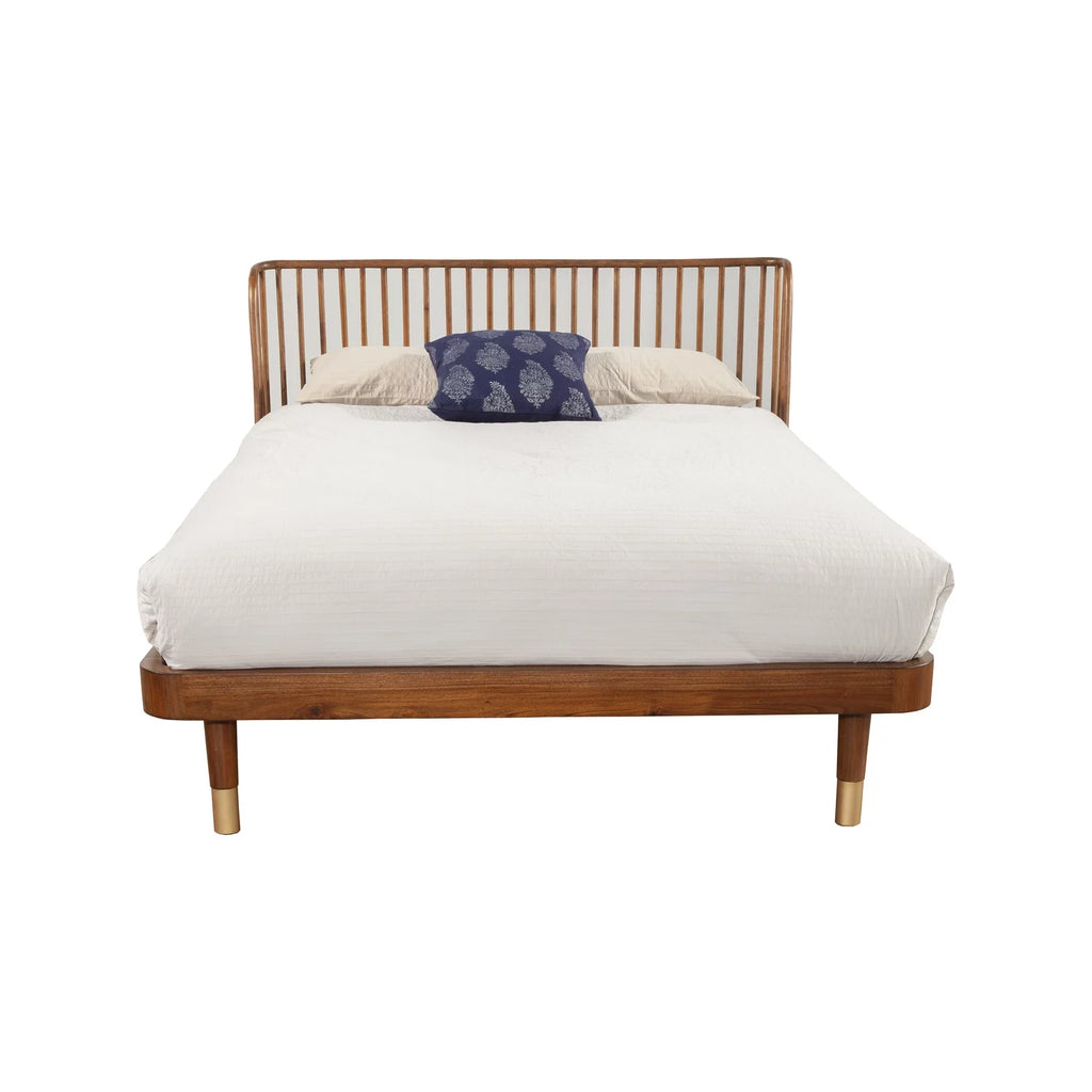 King Wood Platform Bed Dark Walnut L735