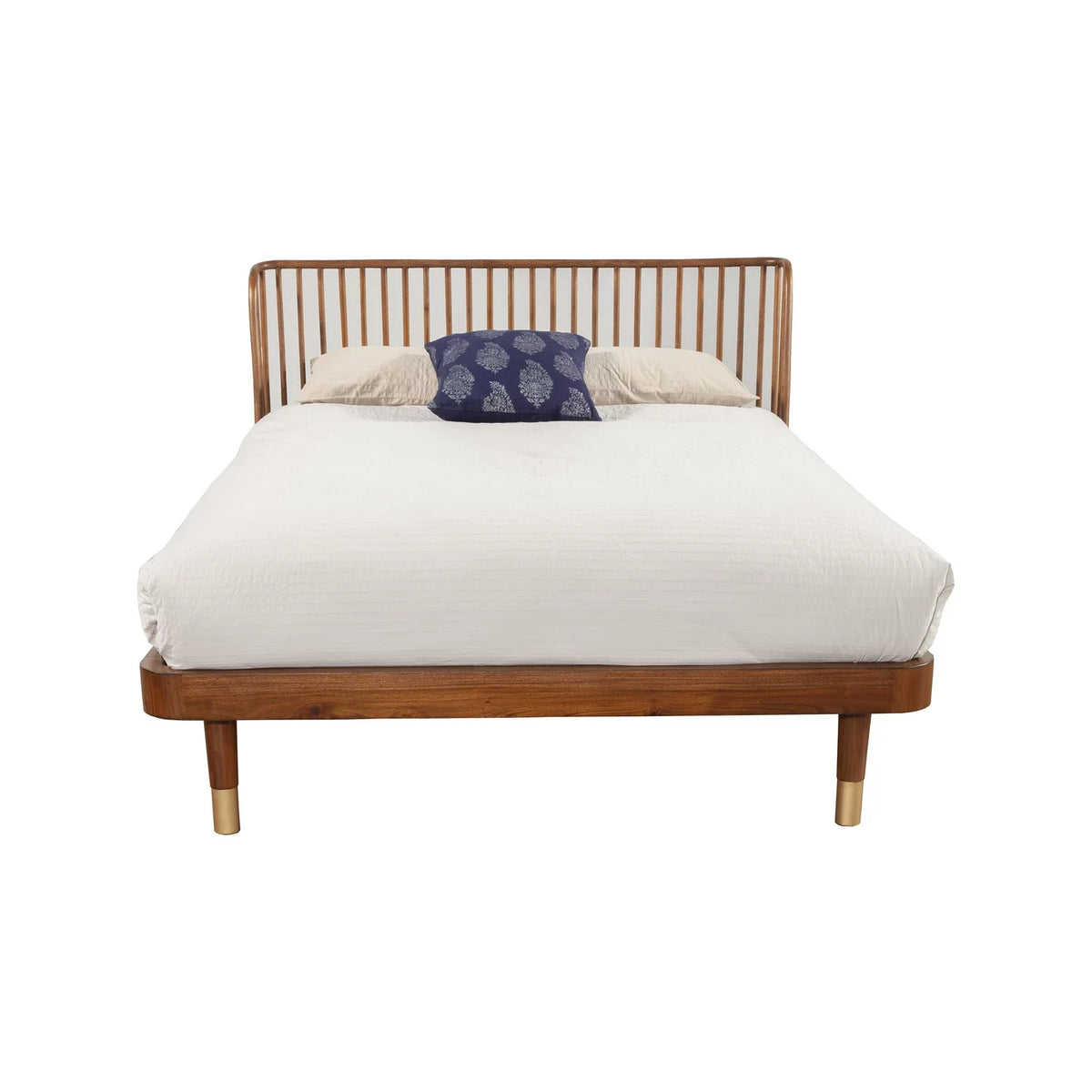 King Wood Platform Bed Dark Walnut L735