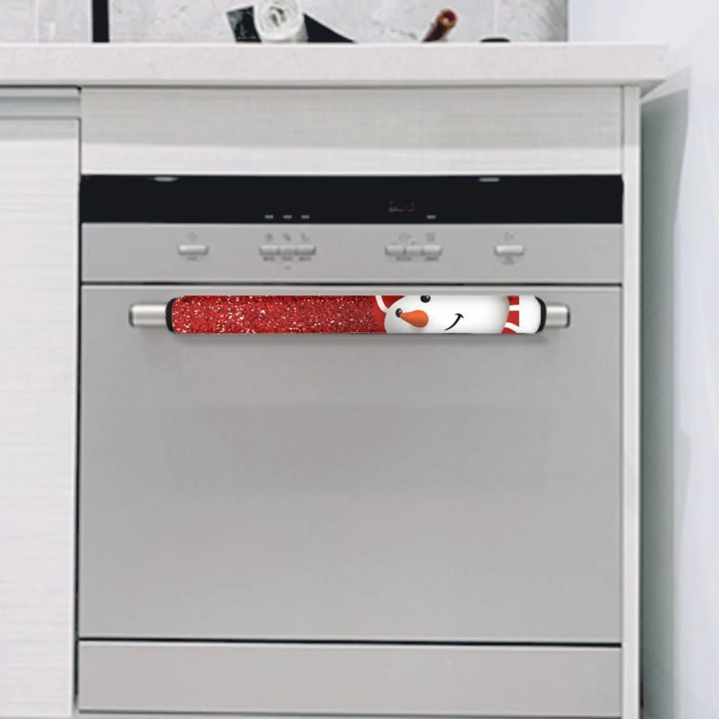 4 Pieces Snowman Refrigerator Door Handle Cover Washable Waterproof Red B954580