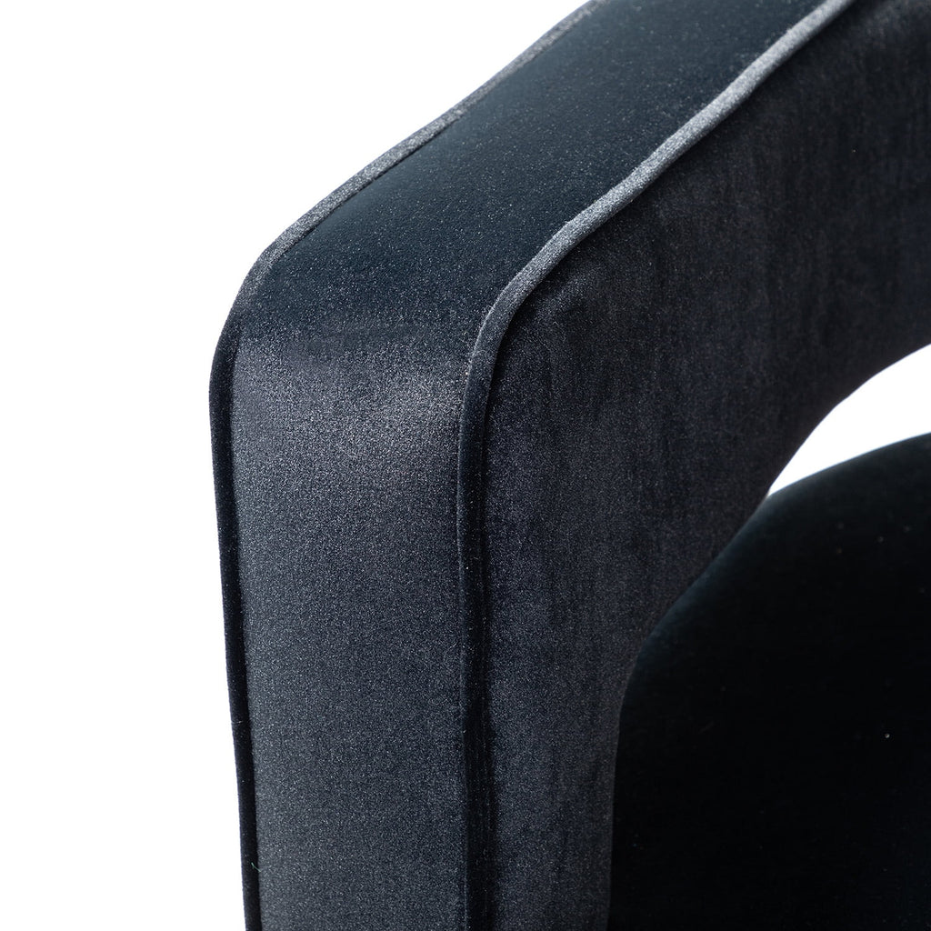 Black Velvet Swivel Barrel Chair Set of 2 S51301