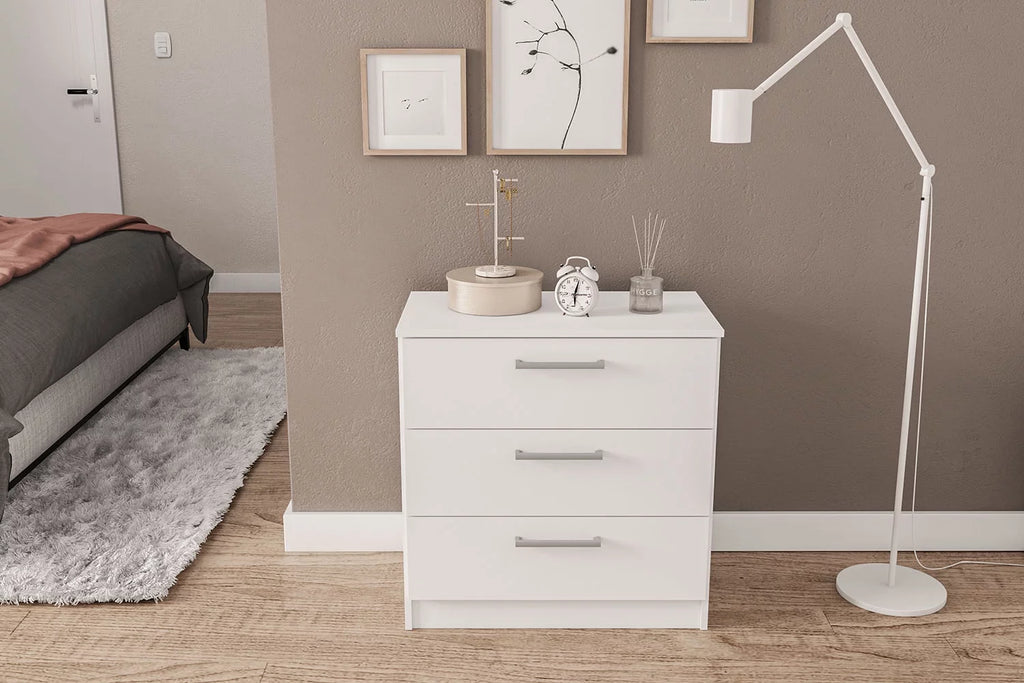 White 3 Drawer Wood Dresser J917