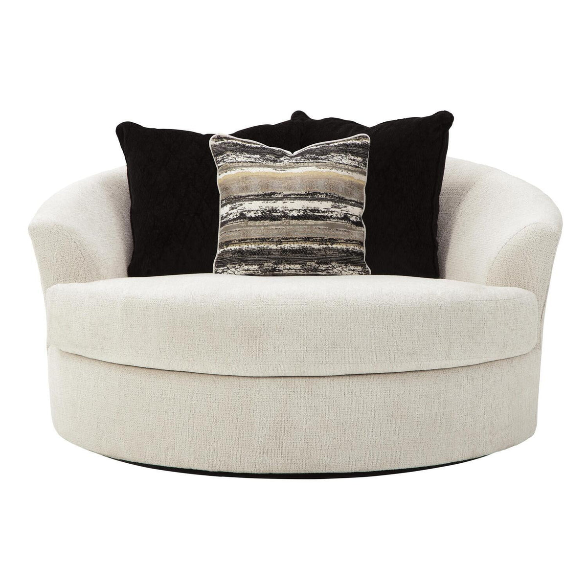 Off White Fabric Upholstered Oversized Swivel Chair A284534