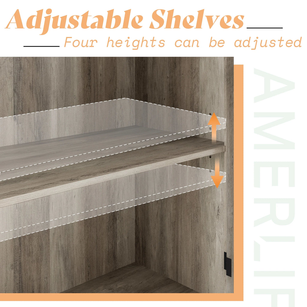 63" Rustic Grey Buffet Sideboard Cabinet with Storage I33028