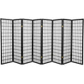 5 ft. Tall Window Pane Shoji Screen 8 Panel Black E4929