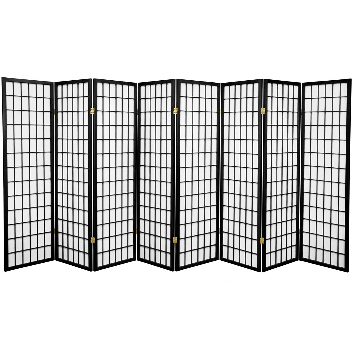 5 ft. Tall Window Pane Shoji Screen 8 Panel Black E4929