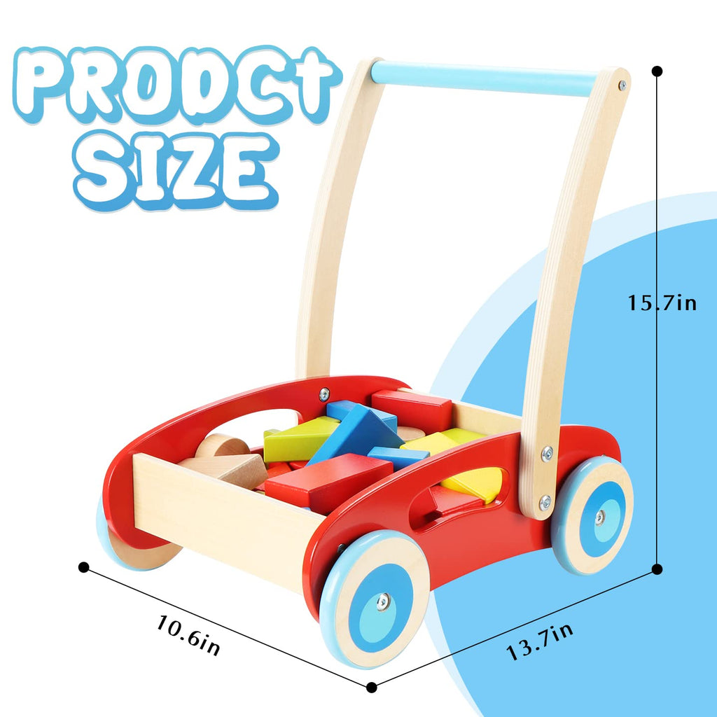 Wooden Baby Walker with Building Blocks 35 PCs Pack of 2 P85902