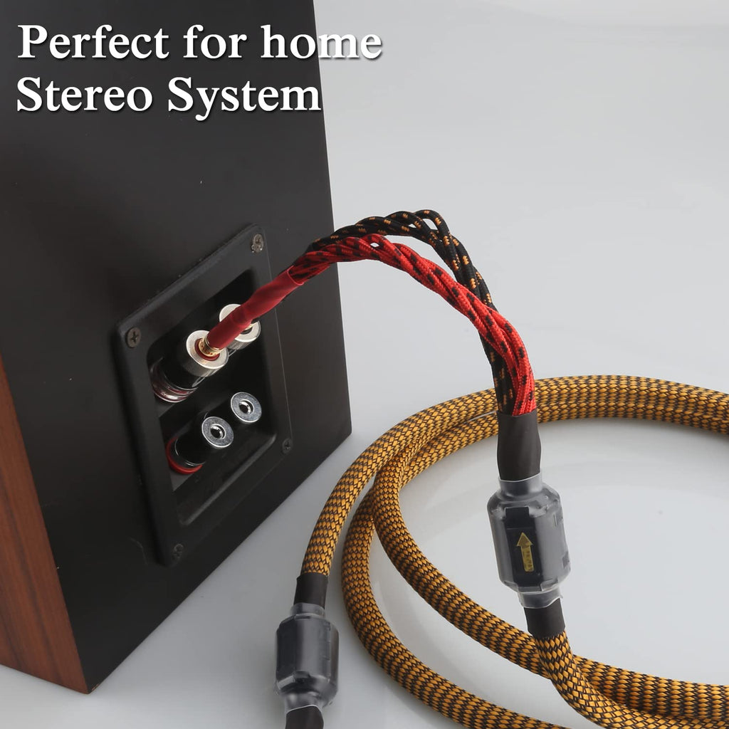 OFC Speaker Cable with 8 Banana Plugs, 9.89ft Nylon Braid Pack of 2 S1229