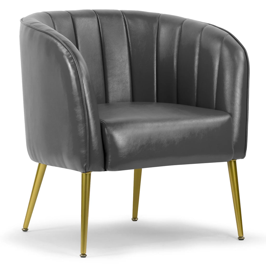 Grey Faux Leather Accent Chair X7939