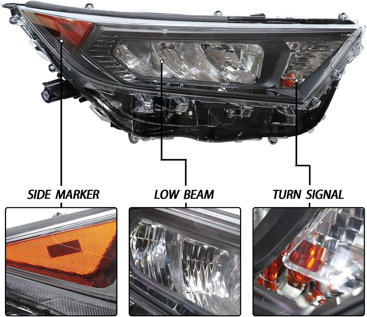 LED Headlights Assembly with Black Bezel Passenger Side U884