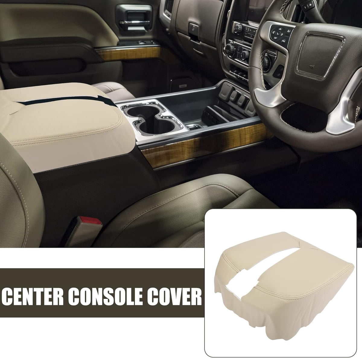 Beige Car Center Console Lid Armrest Cover Protector Pack of 2 D588475