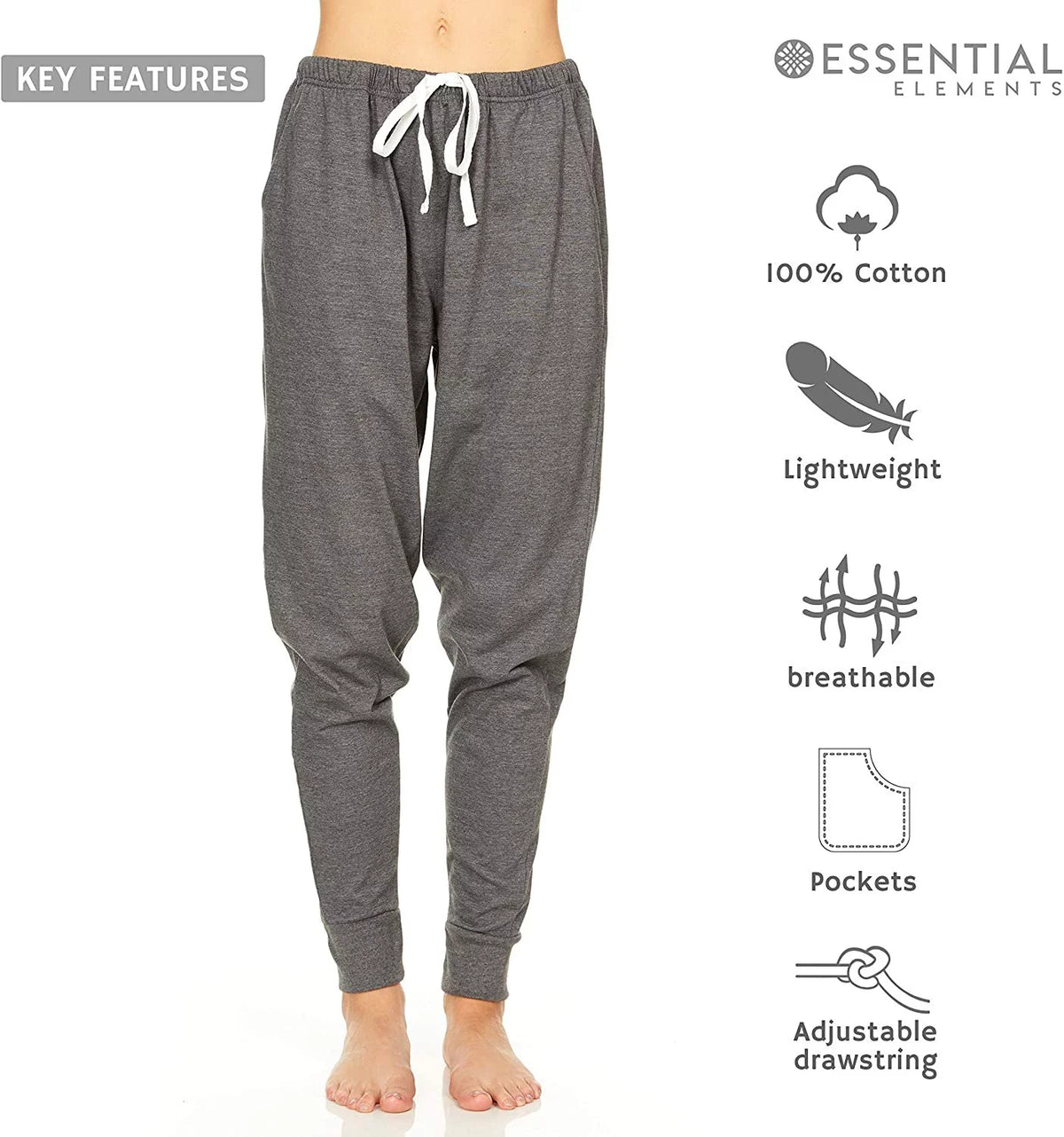 3 Pack Women's 100% Cotton Jersey Lounge Pajama Jogger Pants X3869