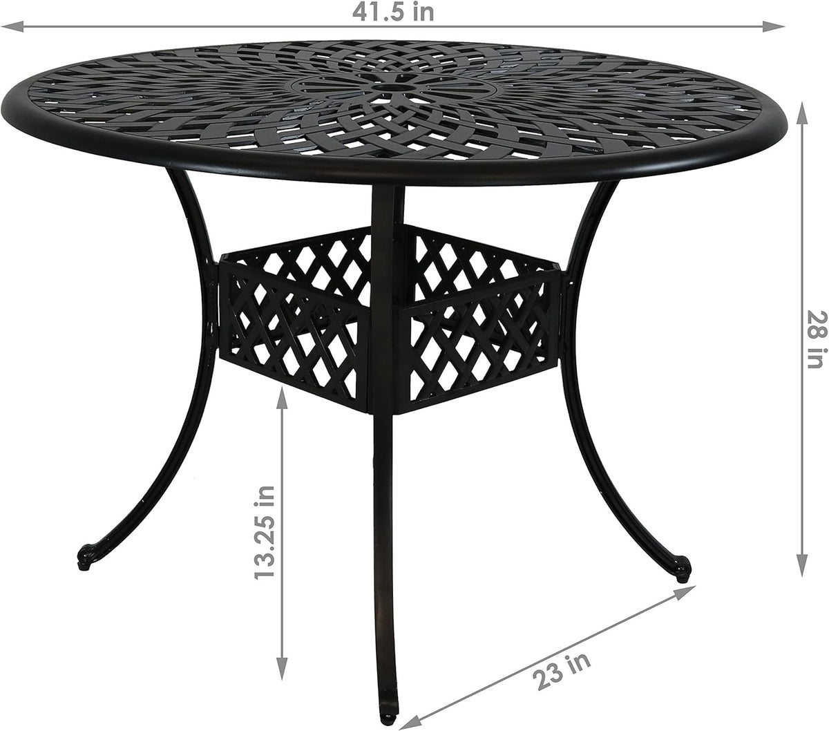 Round Cast Aluminum Patio Dining Table with Umbrella Hole S462519
