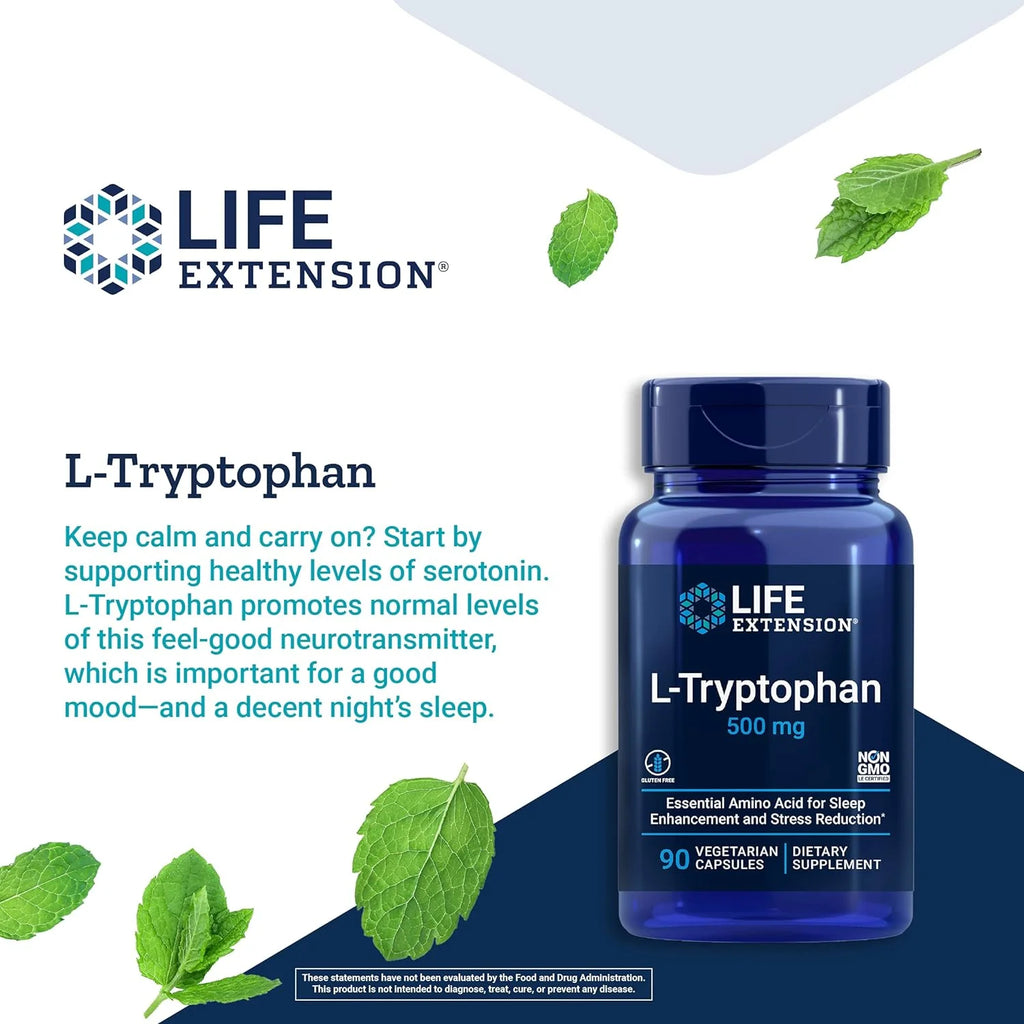 L-Tryptophan 500 mg Supplement 90 Capsules O47549