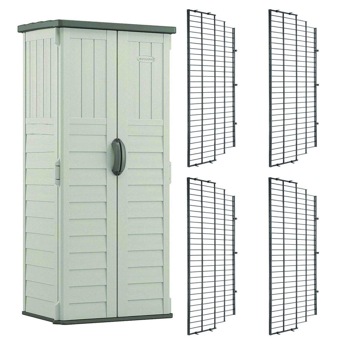 Vertical Storage Shed with Wire Shelf Rack 4 Pack Y286