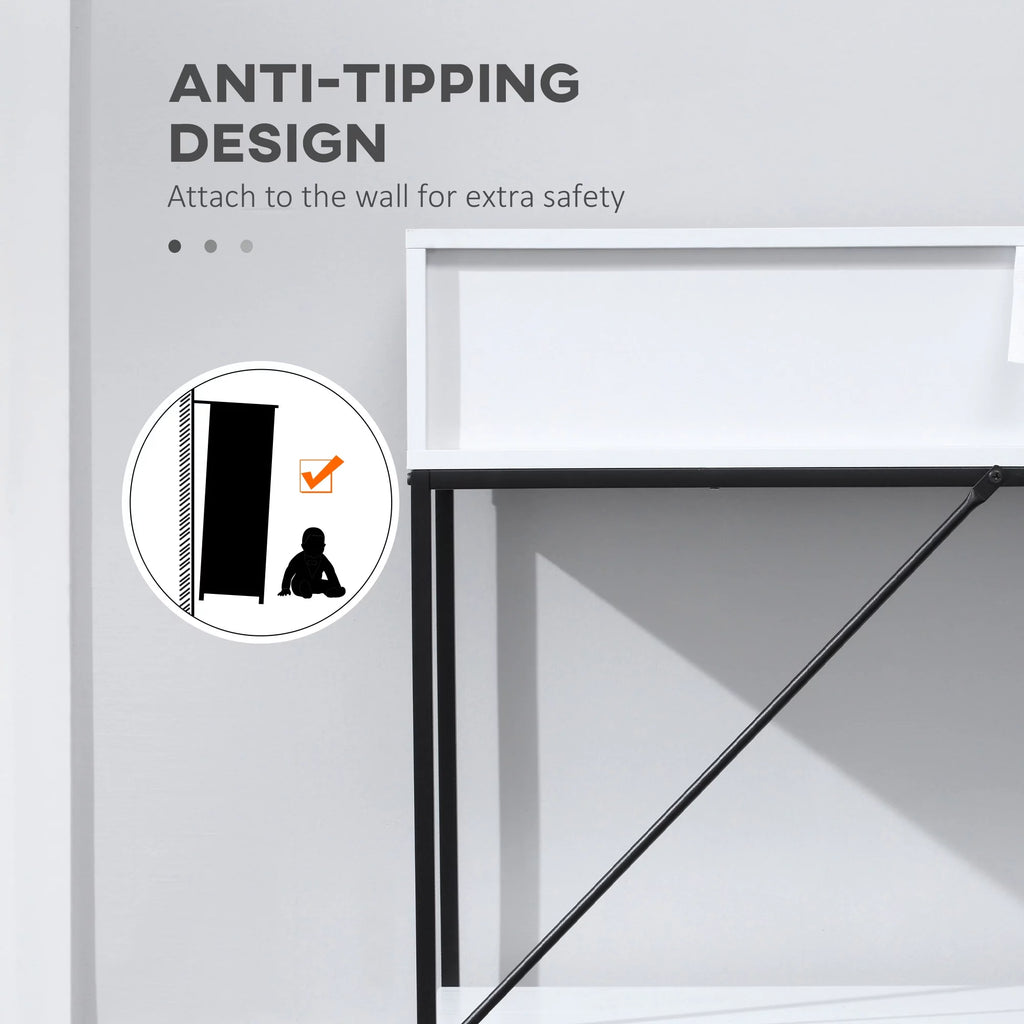 White Console Table with 2 Drawers and Open Shelf X811