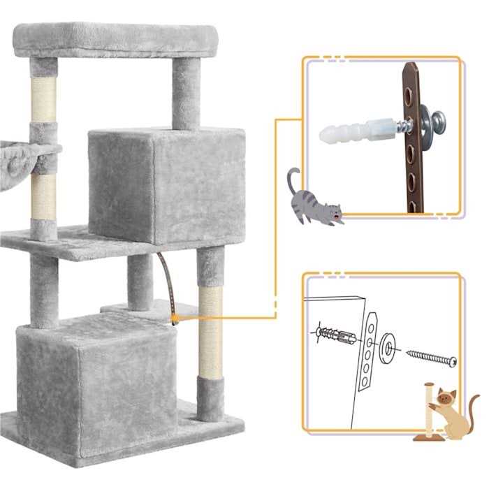 Gray Cat Tree with Two Condos Z96600