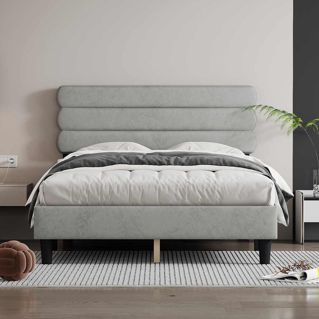 Full Size Bed Frame Light Gray P390692