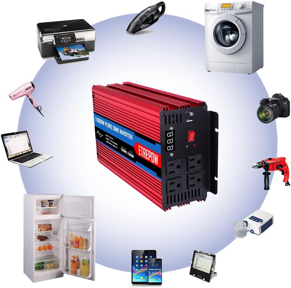 2000 Watt Pure Sine Wave Power Inverter 12V DC to 110V AC Q1610