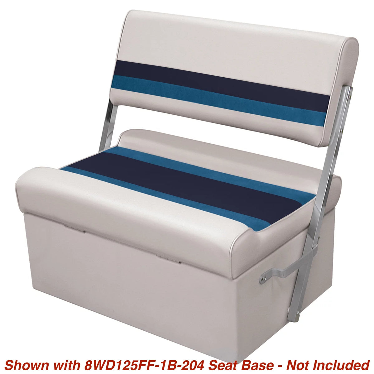 White Navy Blue Bench Seat and Backrest Cushion Set D739