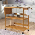 Black Kitchen Island with Wood Top U548