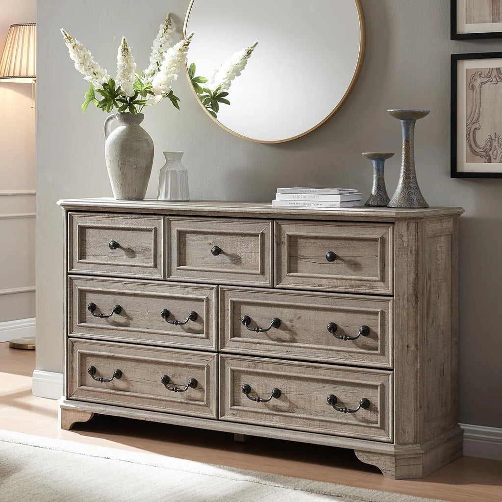 Brown 7 Drawer Wood Dresser P611576
