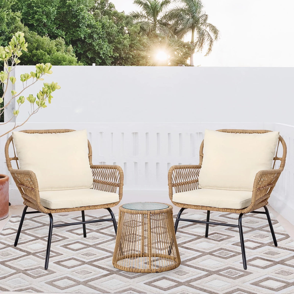 Beige Wicker Outdoor Sectional Sofa G1410