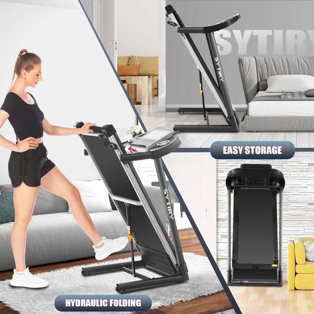 Folding Treadmill with Incline and 300lb Weight Capacity H196667