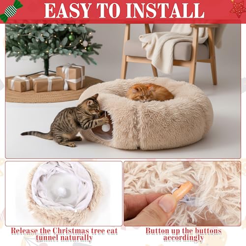 Soft Plush Cat Tunnel Bed with Central Mat F62597